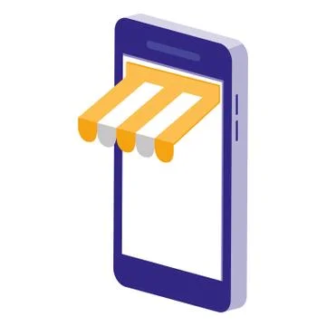 Smartphone with parasol ecommerce 스톡 일러스트