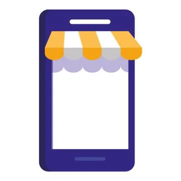 Smartphone with parasol ecommerce イラスト素材