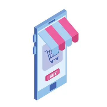 Smartphone with parasol ecommerce Stock Illustration