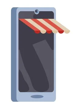 Smartphone with parasol ecommerce Stock Illustration