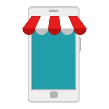 Smartphone with parasol icon Illustrazione stock