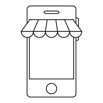 Smartphone with parasol icon Illustrazione stock