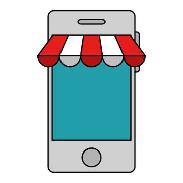 Smartphone with parasol icon Stock Illustration