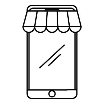 Smartphone with parasol icon Illustrazione stock