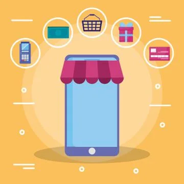 Smartphone with parasol icon Illustration