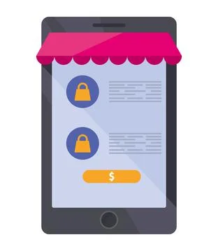 Smartphone with parasol Stock Illustration