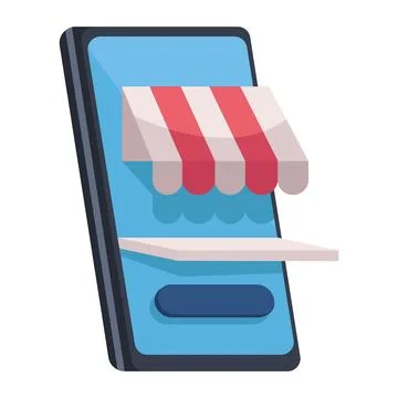 Smartphone with parasol Illustrazione stock