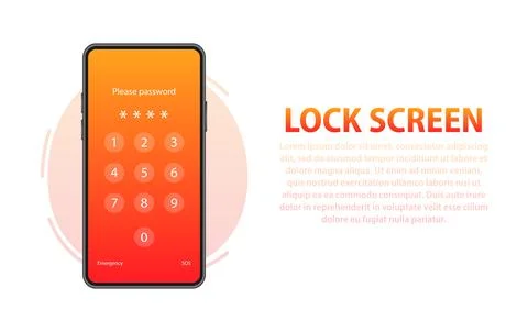 Smartphone with passcode lock screen interface. Protecting Your Smartphone and Stock Illustration