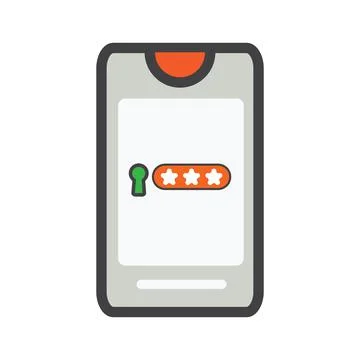 Smartphone with password illustration. Stock Illustration