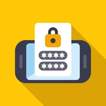 Smartphone with password input and locked padlock icon Stock Illustration