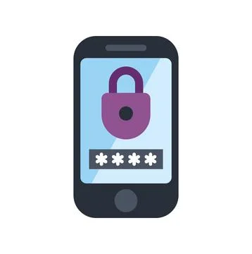 Smartphone with password screen and security lock icon Stock Illustration