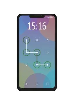 Smartphone with pattern lock screen on digital device Stock Illustration