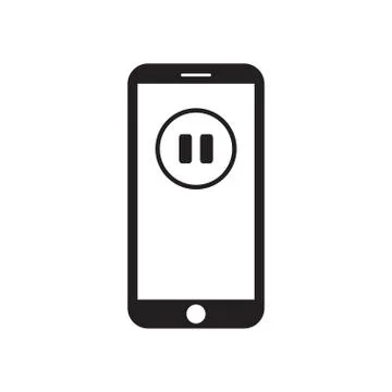 Smartphone with pause icon on the screen Stock Illustration
