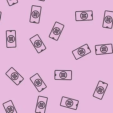 Smartphone pause mindful tech line seamless pattern 스톡 일러스트