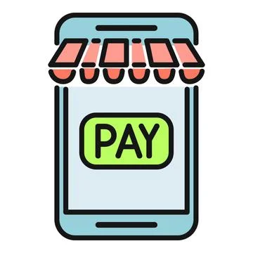 Smartphone with pay button for mobile shopping and e commerce Stock Illustration