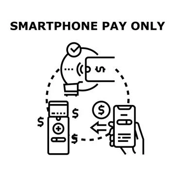 Smartphone pay only transaction using digital wallet Stock Illustration
