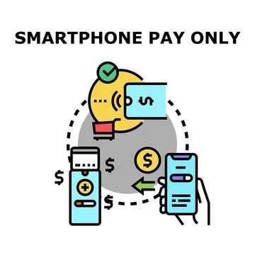 Smartphone pay only transaction using digital wallet Stock Illustration