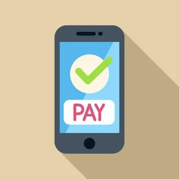 Smartphone with pay transaction approved check mark icon Stock Illustration