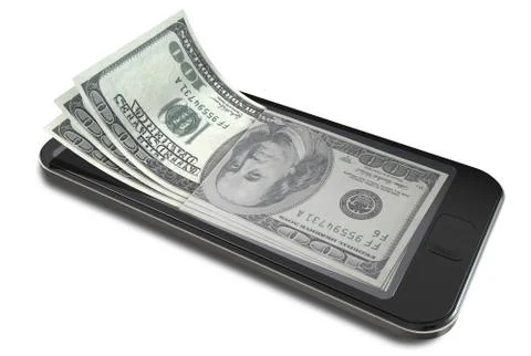 Smartphone payments with dollars Stock Illustration