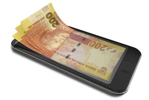 Smartphone payments with rands Stock Illustration
