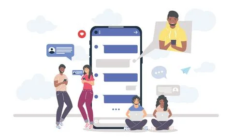Smartphone people messaging Stock Illustration