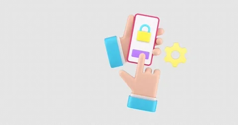 Smartphone personal data account protection 3d icon animation loop alpha channel Stock Footage 286704725