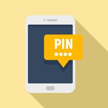 Smartphone pin code banking icon, flat style 스톡 일러스트