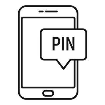 Smartphone pin code banking icon, outline style Stock Illustration
