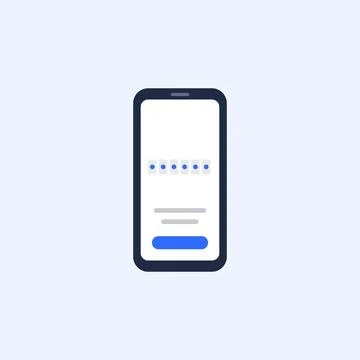 Smartphone PIN code entry screen flat design vector illustration, six digit Stock Illustration