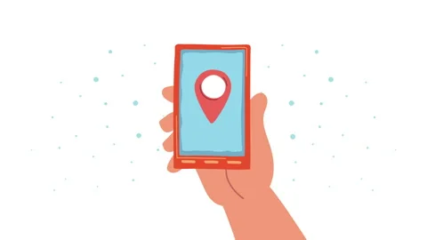 Smartphone with pin pointer location marker animation Stock Footage 136662914