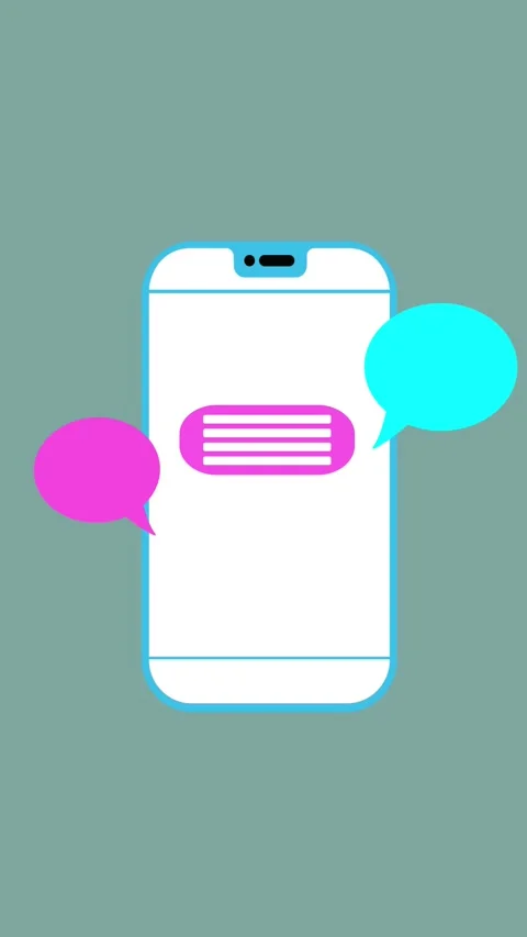 Smartphone with Pink &amp; Blue Chat Bubbles for 9:16 Vertical Video Stock Footage 326980952