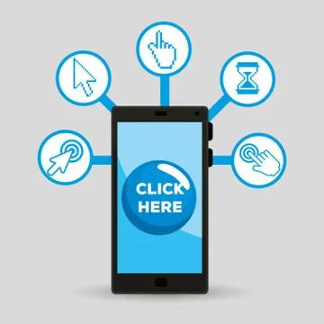 Smartphone with pixel mouse cursor icon Stockillustratie