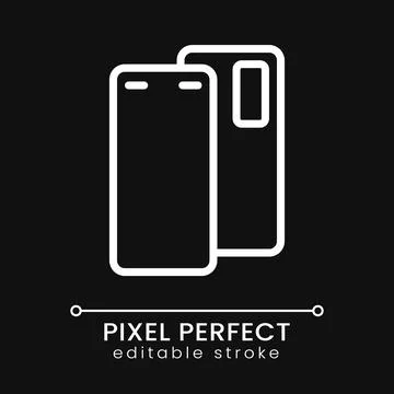 Smartphone pixel perfect white linear icon for dark theme Stock Illustration