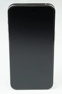 Smartphone on a plain background showing its front view Stock Photos
