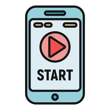 Smartphone with play button and start word Stock Illustration