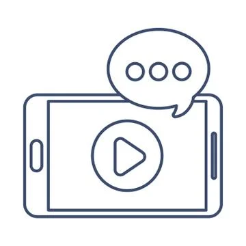 Smartphone with play button on the screen, line style icon 스톡 일러스트