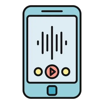 Smartphone playing audio with sound waves Stock Illustration