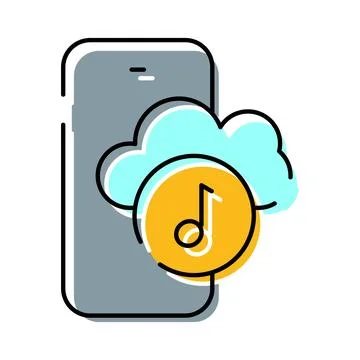 Smartphone playing music from cloud storage service 스톡 일러스트