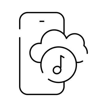 Smartphone playing music from cloud streaming service Stock Illustration