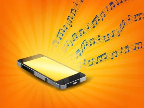 Smartphone playing music with floating Stock Illustration