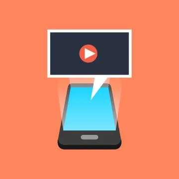 Smartphone playing video concept. Isometric design. Vector illustration Stock Illustration