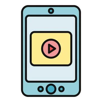 Smartphone playing video content, multimedia entertainment technology Stock Illustration