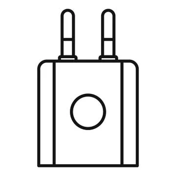 Smartphone plug icon, outline style Stock Illustration