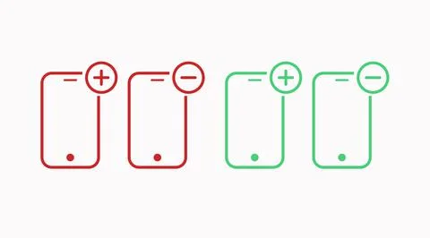 Smartphone Plus Minus Icon Set. Stock Illustration