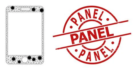 Smartphone Polygonal Mesh Pictogram with Pathogen Items Stock Illustration