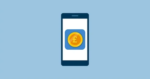 Smartphone with pound coin Stock Footage 118090680