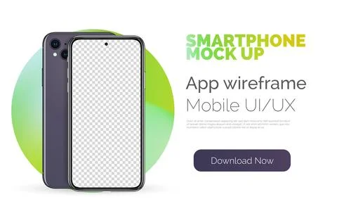 Smartphone presentation concept. Realistic trendy no frame cell phone with blank Stock Illustration