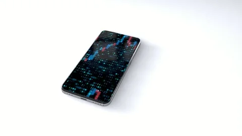 Smartphone Processing on the Hi-tech Background.Phone with processor on display Stock Footage 154906940