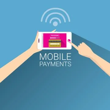 Smartphone processing of mobile payments Stock Illustration