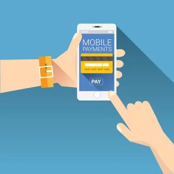 Smartphone processing of mobile payments Illustrazione stock